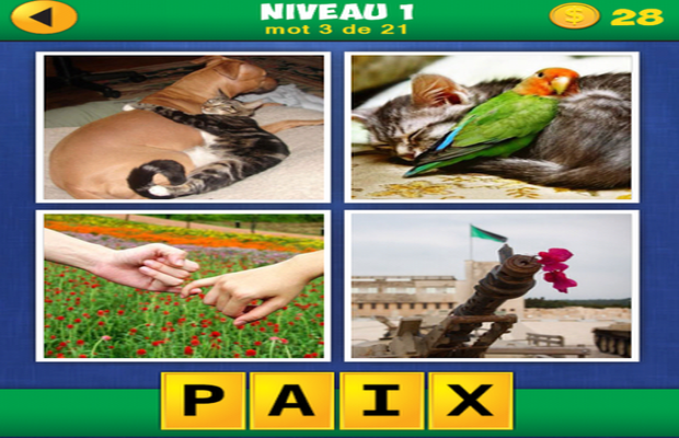 Answers for 4 Images 1 Word Reloaded level 1 to 5