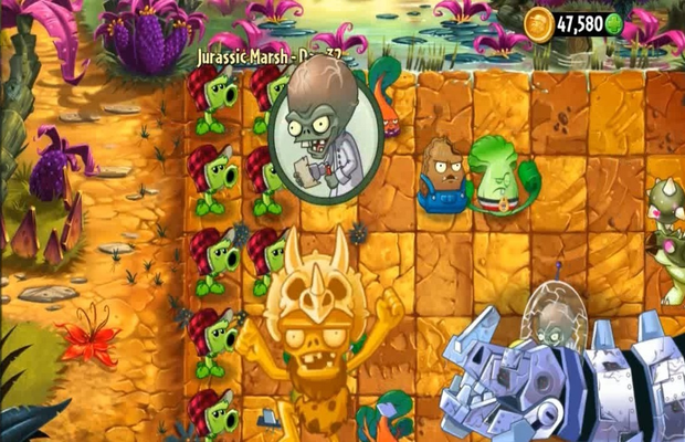 Walkthrough for Plants vs Zombies 2 Jurassic Marsh